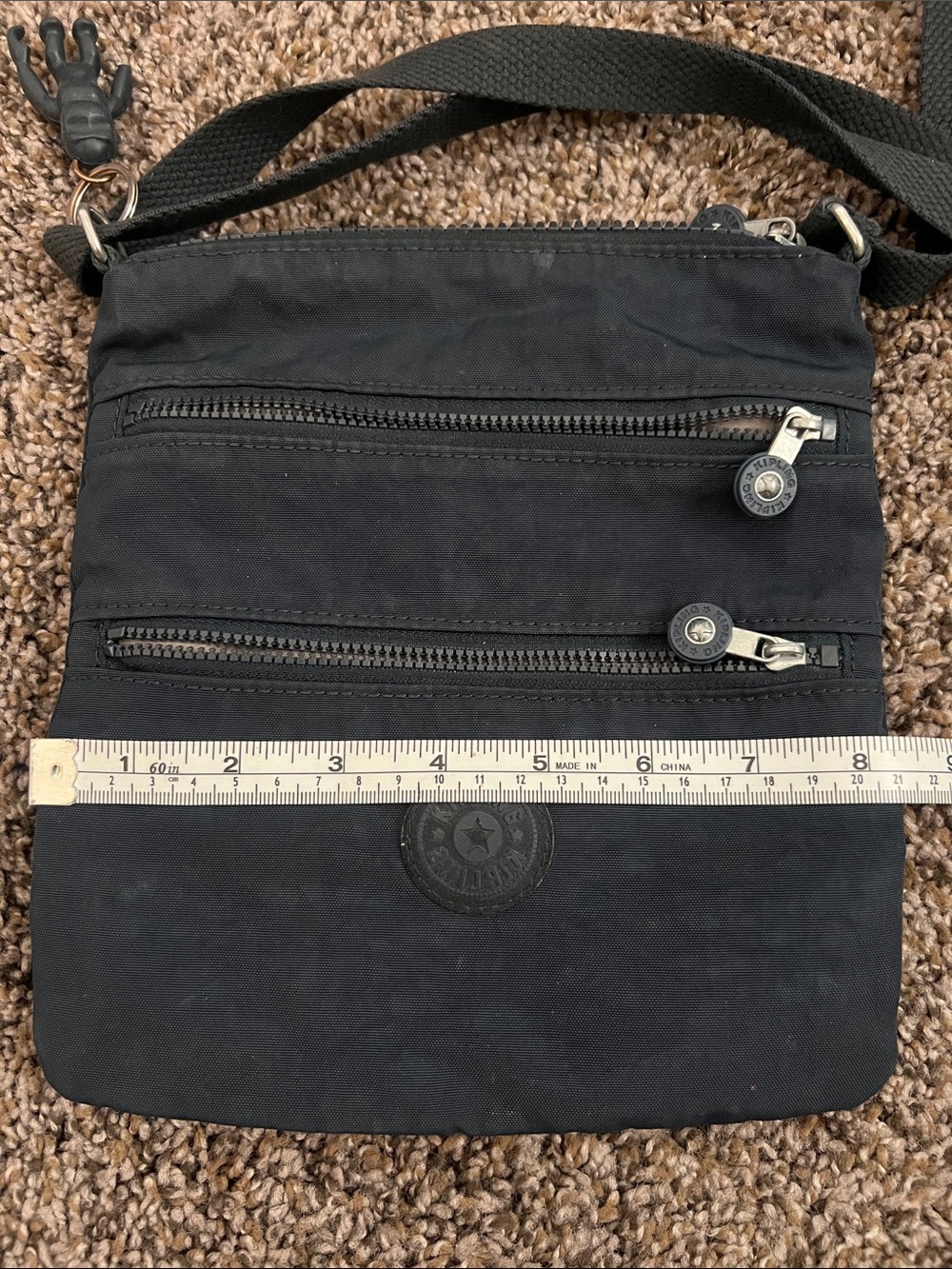 Kipling Black Lightweight Crossbody Bag with Front Zips - Picture 9 of 11